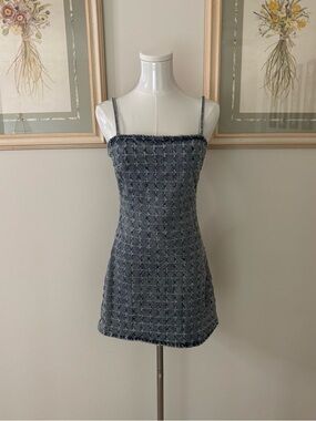 Cross Distressed Denim Mini Dress